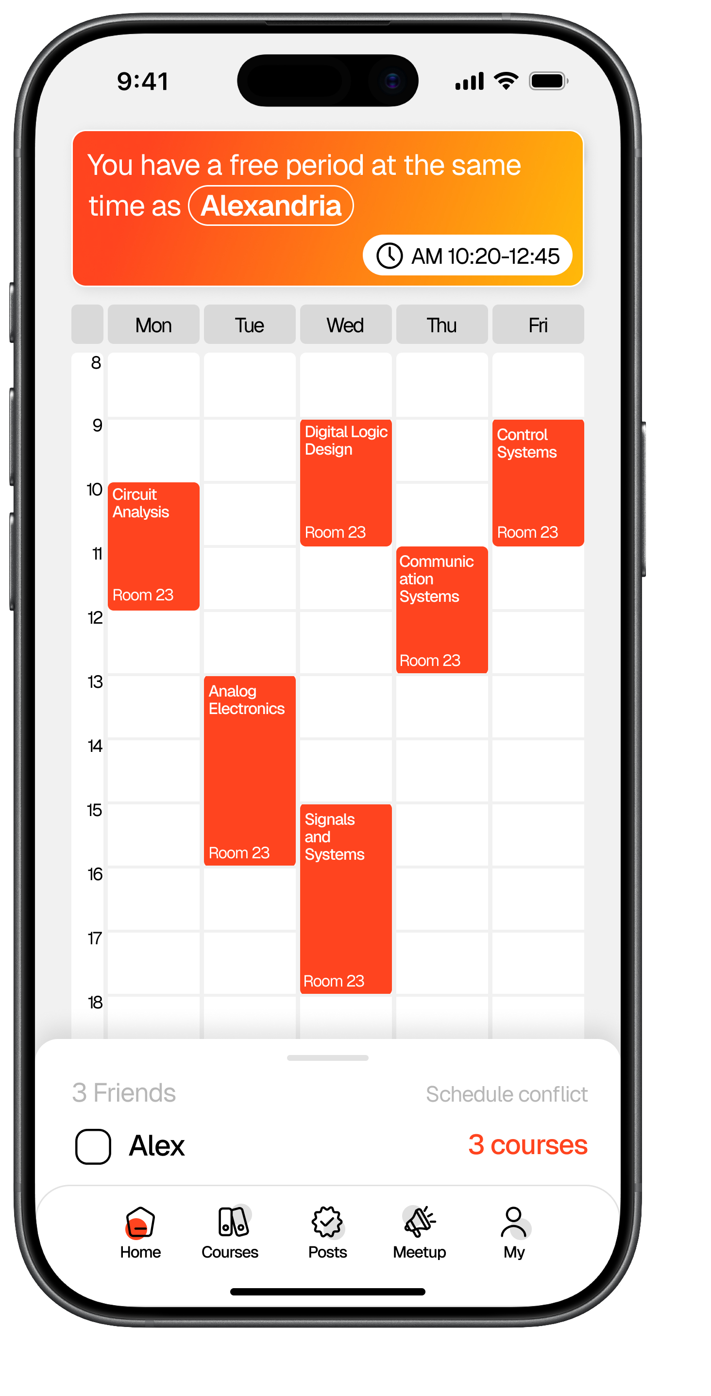 Friend free time screen
