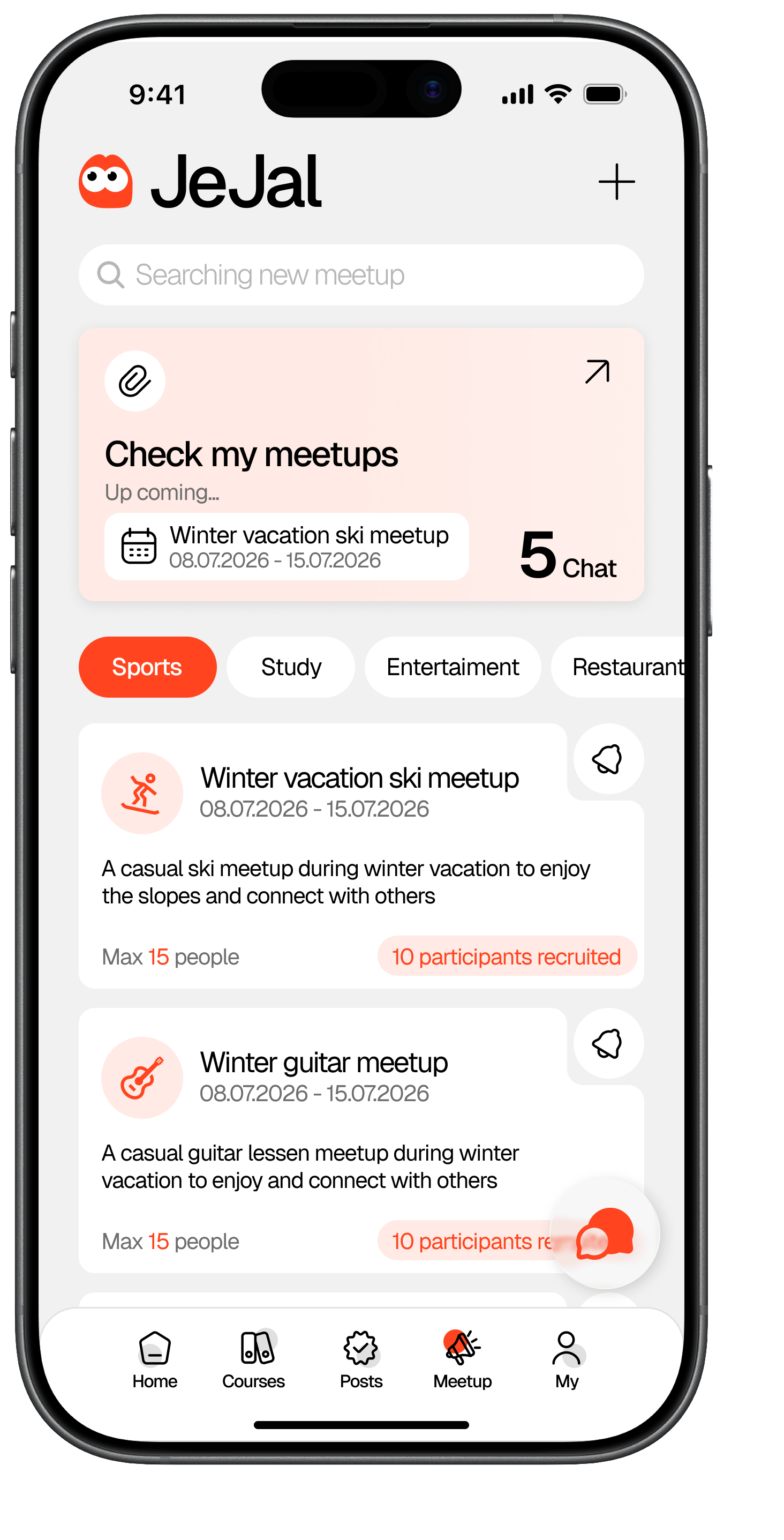 Meetup screen