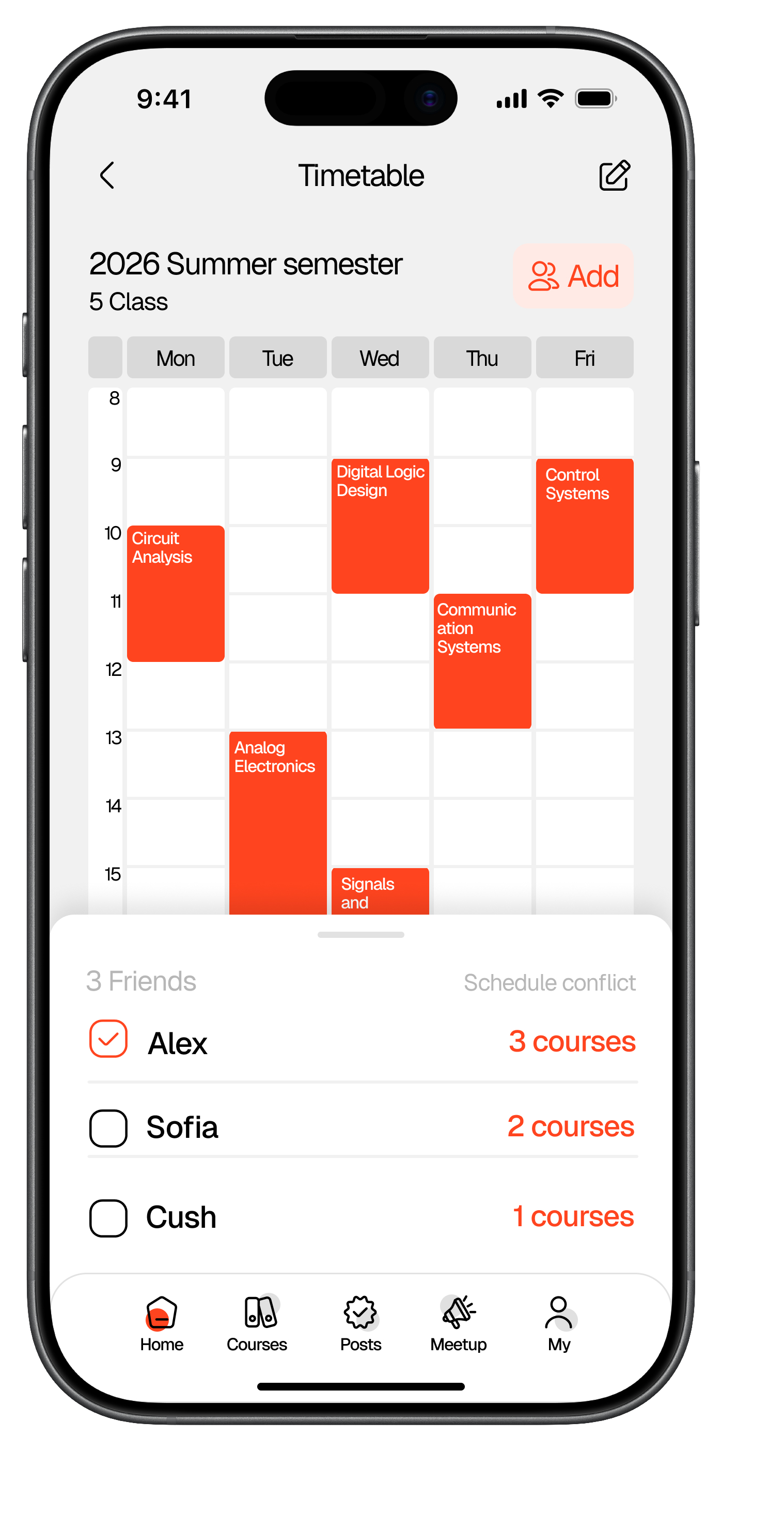 Timetable screen